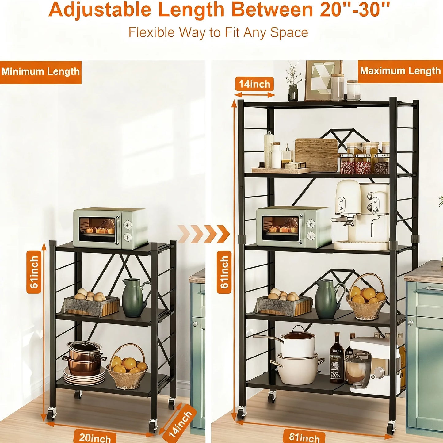 Adjustable 3-in-1 DIY Storage Shelf with Casters