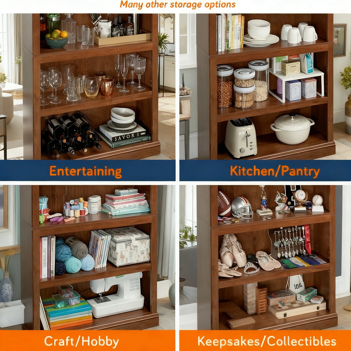 Modular 5-Shelf Storage Bookcase