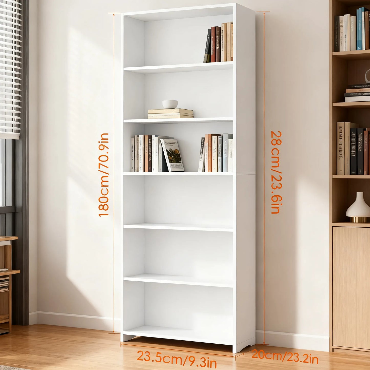 Multi-Tier White Open Storage Bookcase