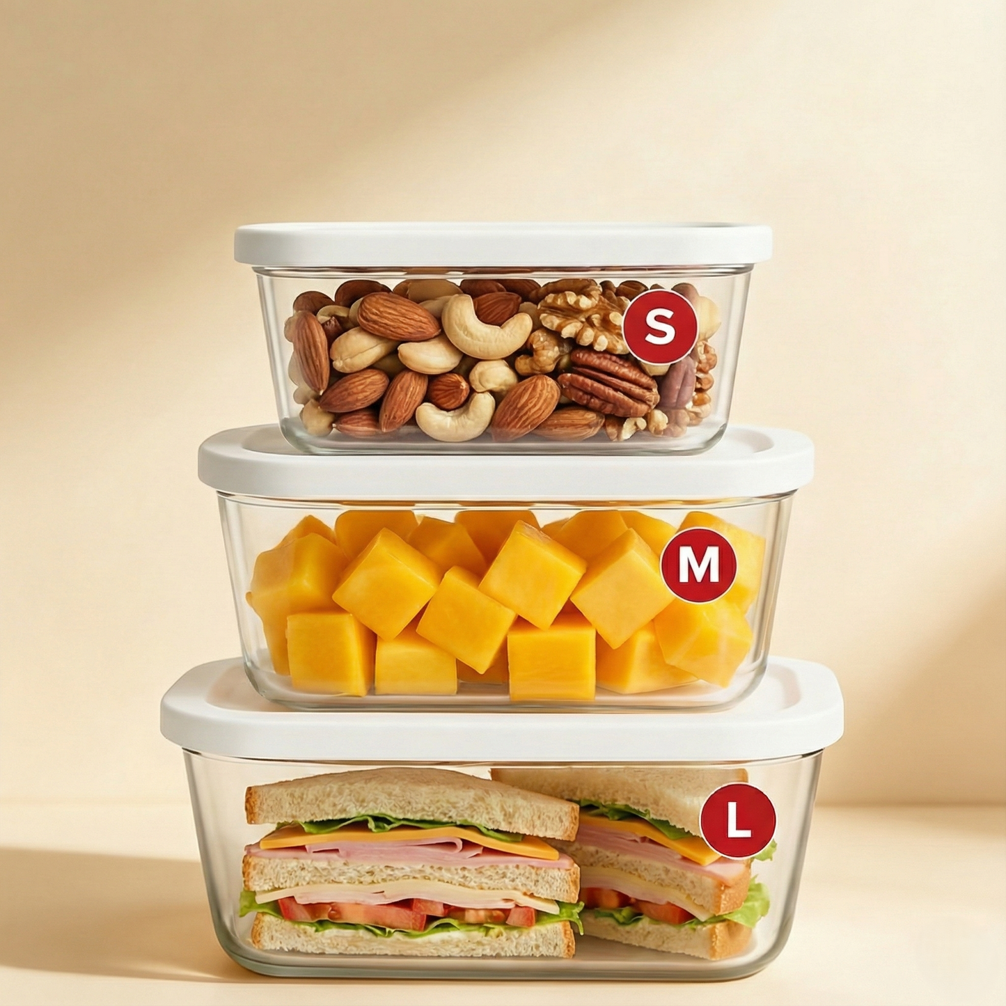 3-Piece Vacuum-Seal Glass Food Storage Container Set
