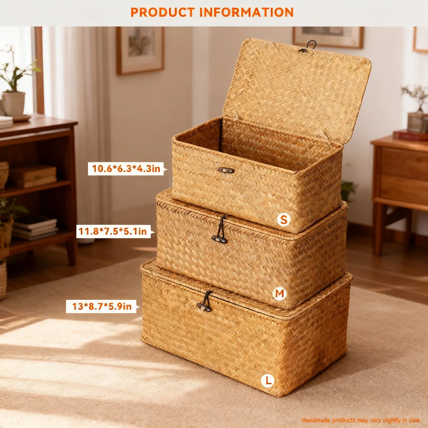 Handwoven Seagrass Storage Basket (3 Sizes)