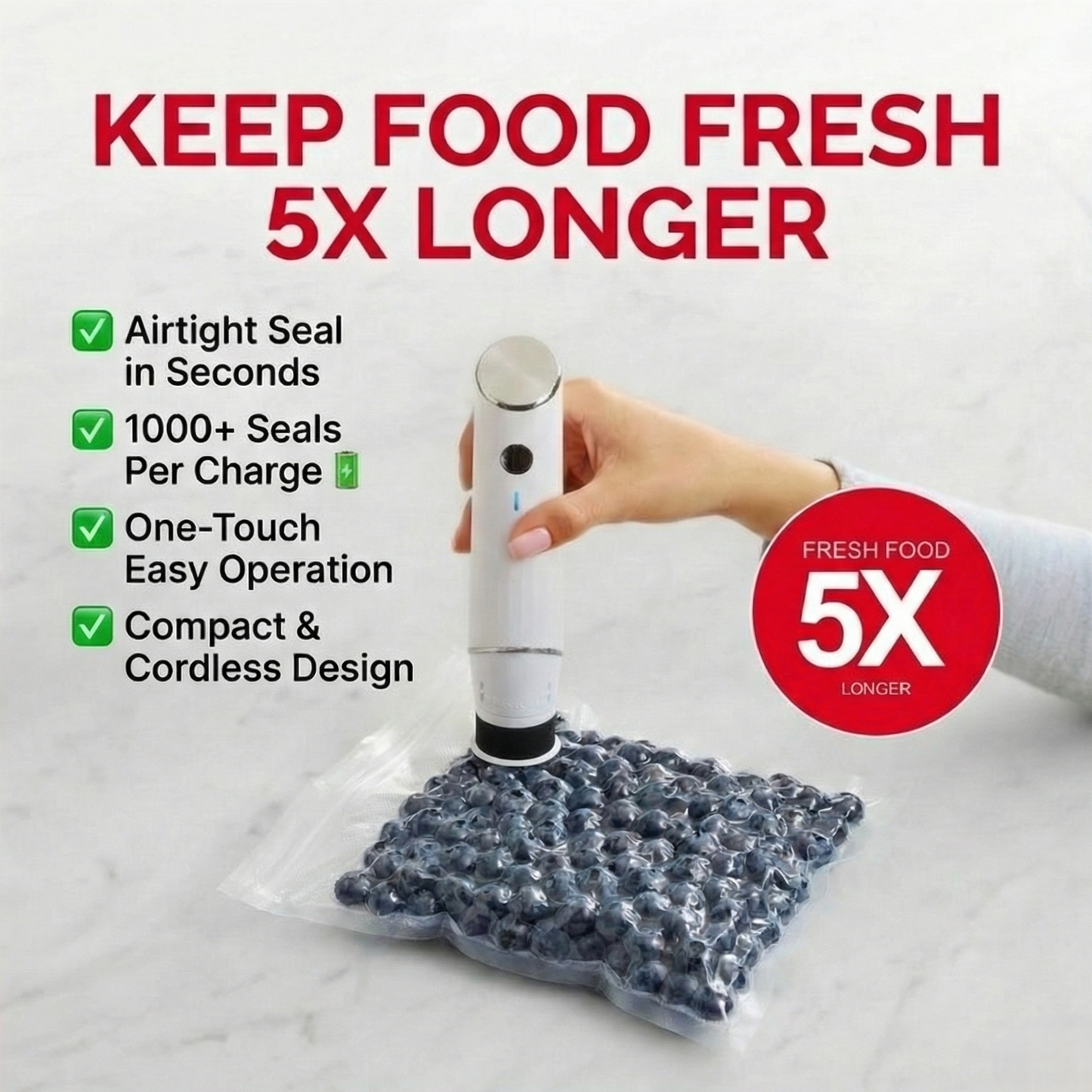 HomePlus™  Handheld Vacuum Sealer Food Storage Bundle