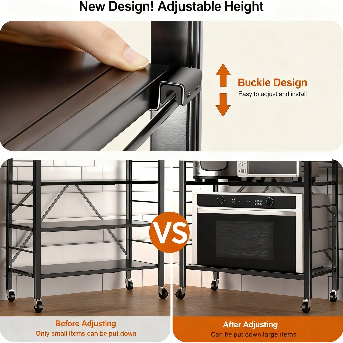 Adjustable 3-in-1 DIY Storage Shelf with Casters