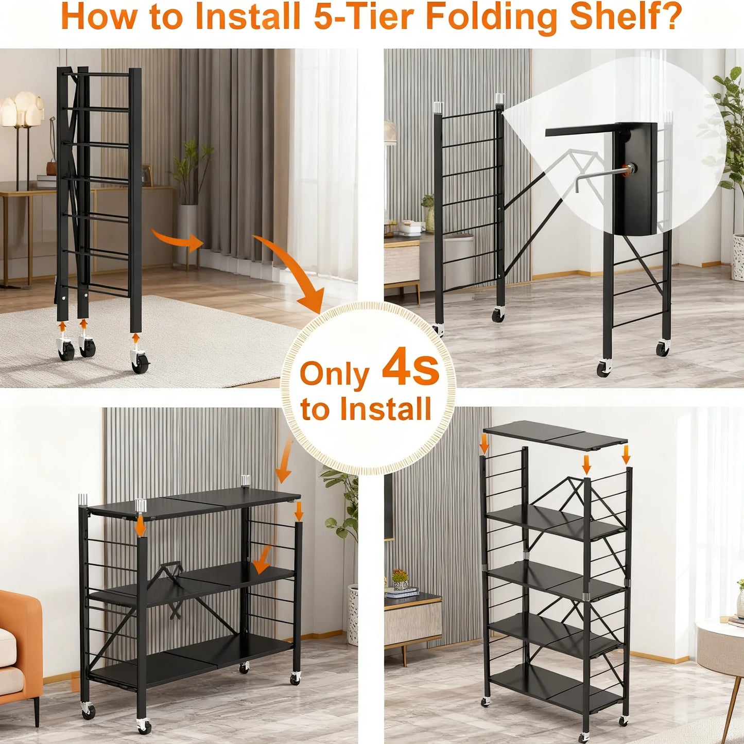 Adjustable 3-in-1 DIY Storage Shelf with Casters