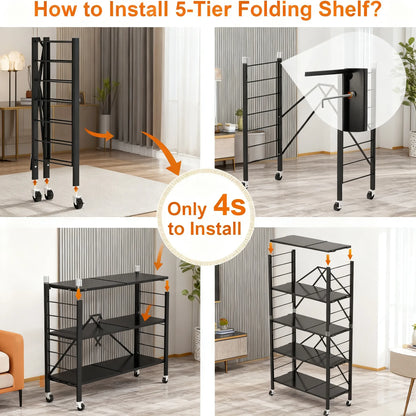 Adjustable 3-in-1 DIY Storage Shelf with Casters