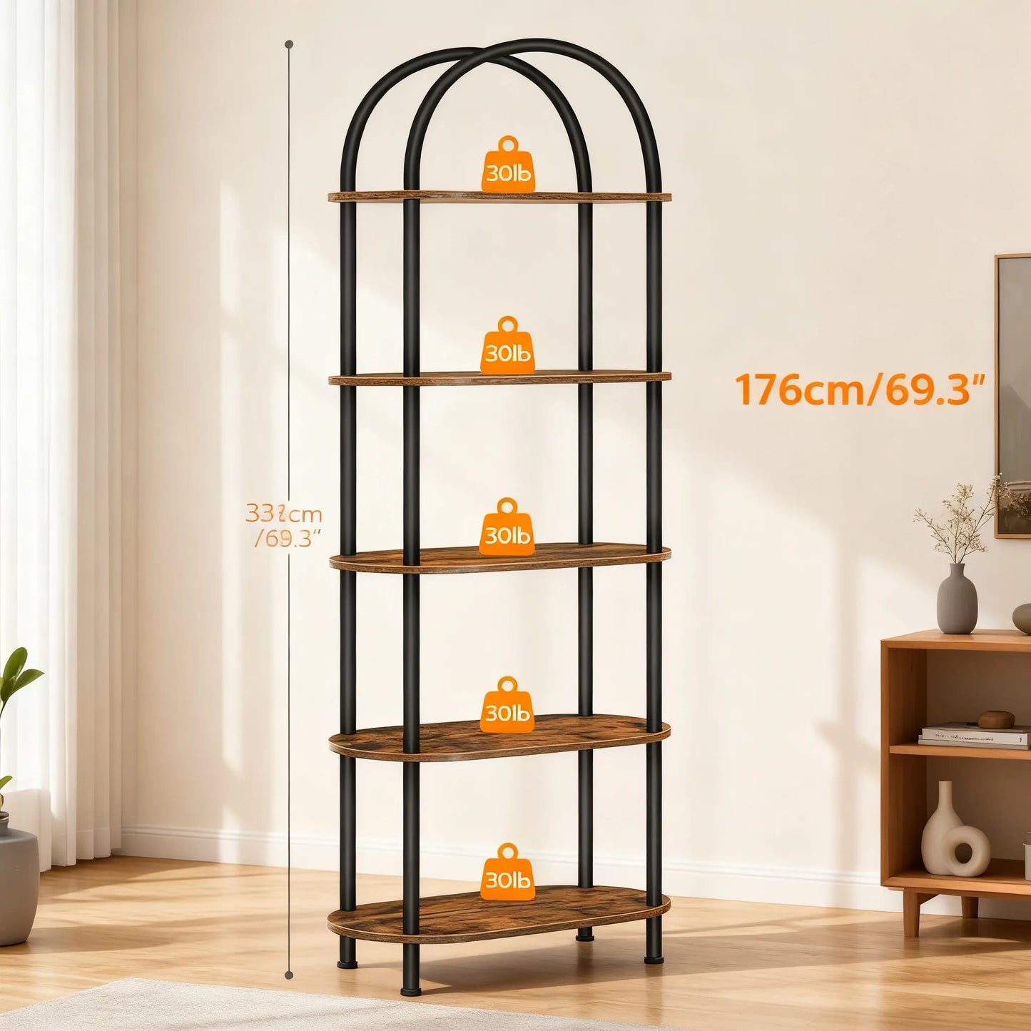 5-Tier Arch-Shaped Vintage Storage Shelf