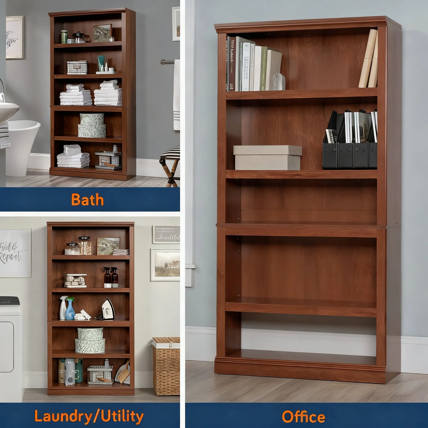 Modular 5-Shelf Storage Bookcase