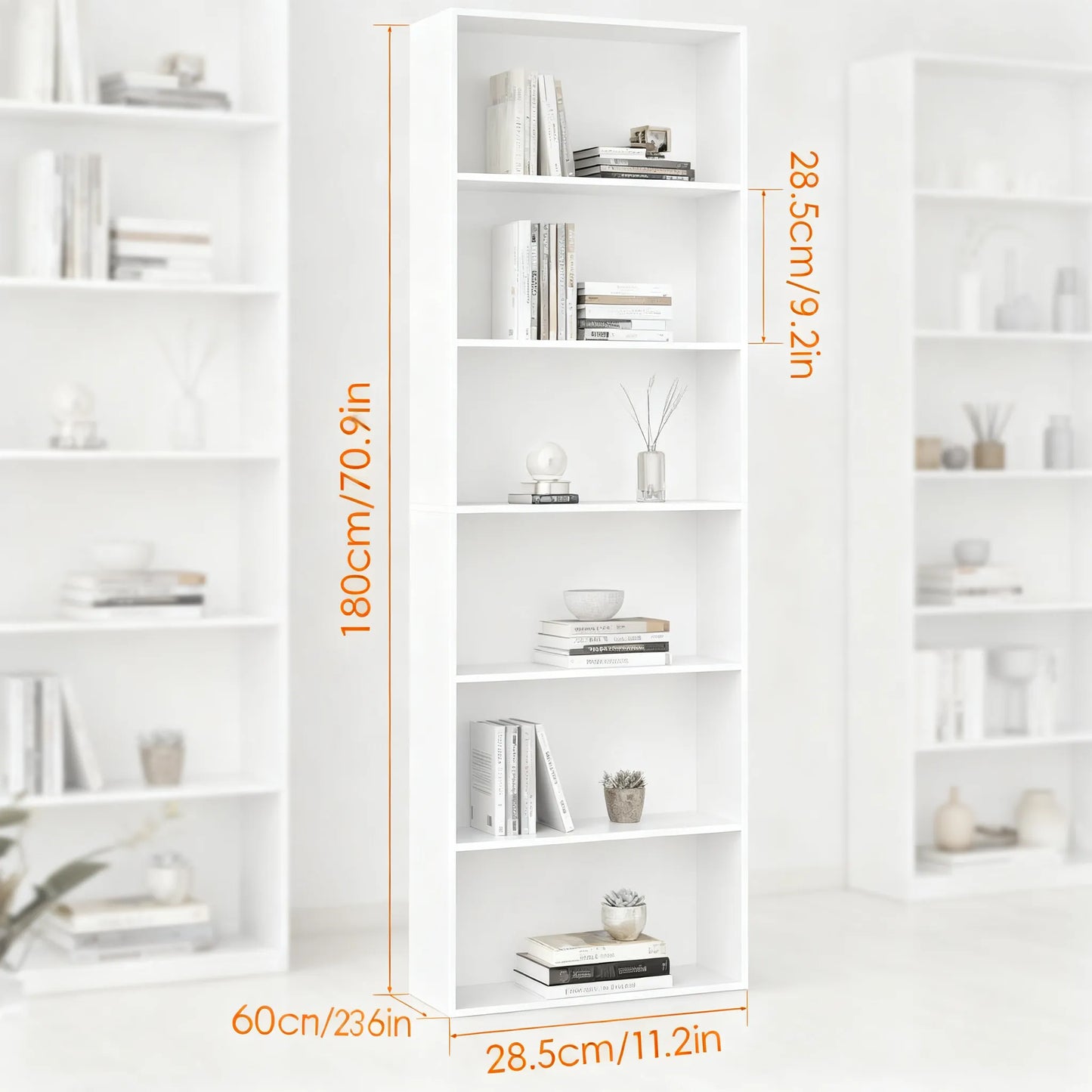 Multi-Tier White Open Storage Bookcase