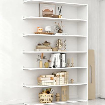 Multi-Tier White Open Storage Bookcase