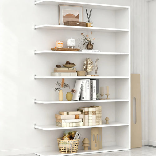 Multi-Tier White Open Storage Bookcase