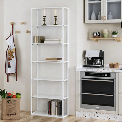 Multi-Tier White Open Storage Bookcase